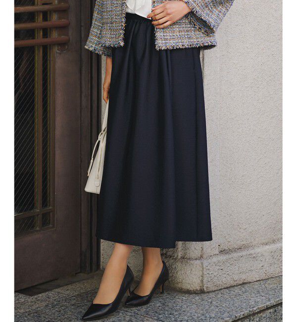 23区「【洗える】フルーフィーツイル フレア スカート」|スカート|ネイビー系