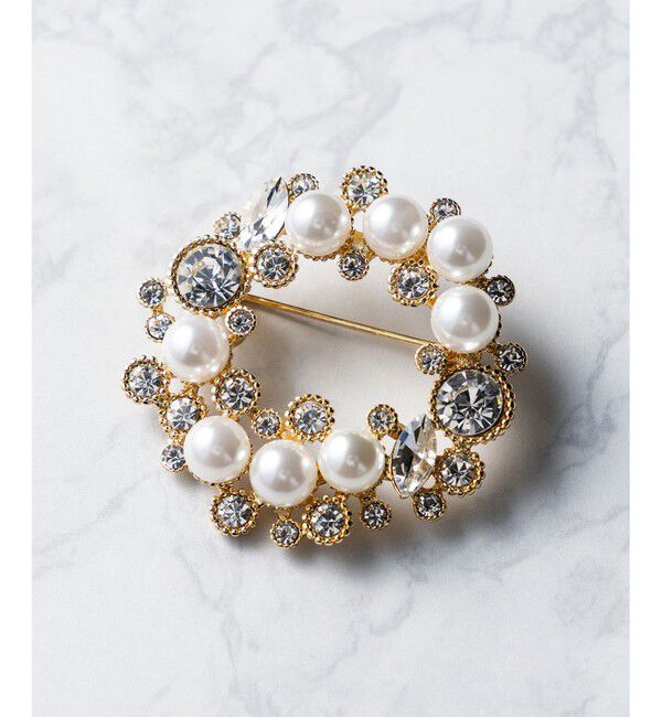 23区「ビジューMIX サークル ブローチ」|ブローチ・コサージュ|ゴールド系