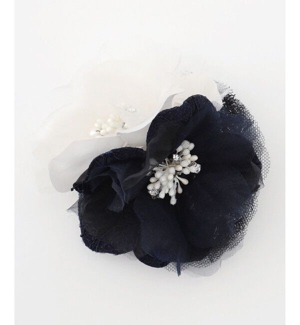 any SiS「ツインレース コサージュ」|ブローチ・コサージュ|ネイビー