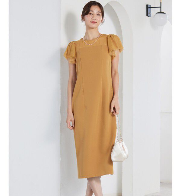 any SiS「フリルスリーブペンシル ドレス」|ドレス|マスタード