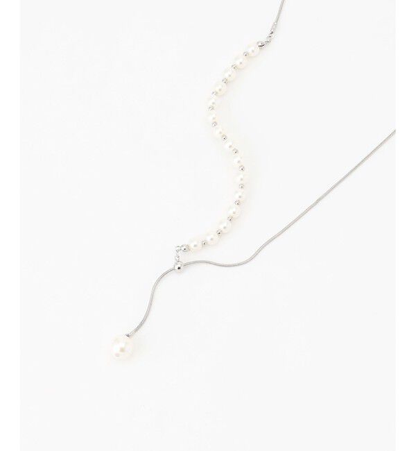 ANY SIS「フェイクパールラリエット ネックレス」|ネックレス|シルバー