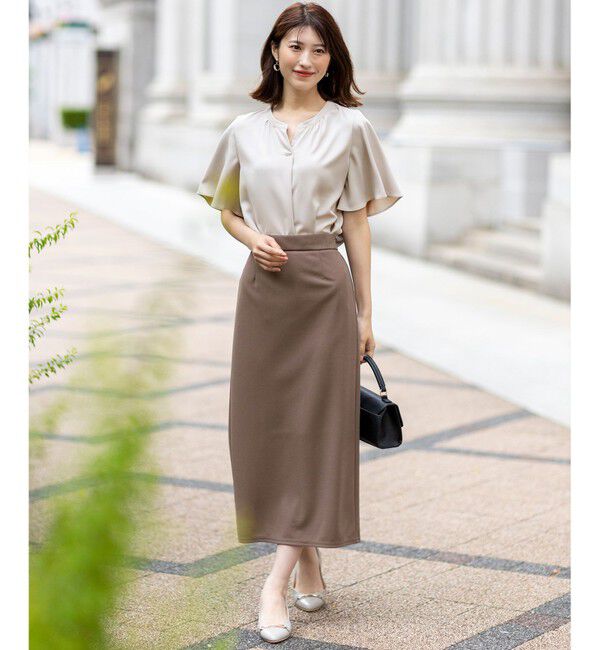 ANY SIS「【接触冷感・吸水速乾・UVカット】サラキレイ スキッパー ブラウス」|シャツ・ブラウス|