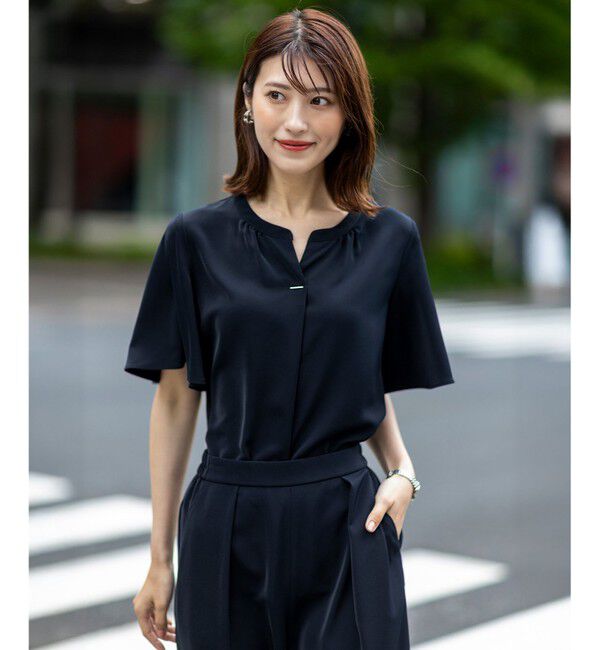 ANY SIS「【接触冷感・吸水速乾・UVカット】サラキレイ スキッパー ブラウス」|シャツ・ブラウス|