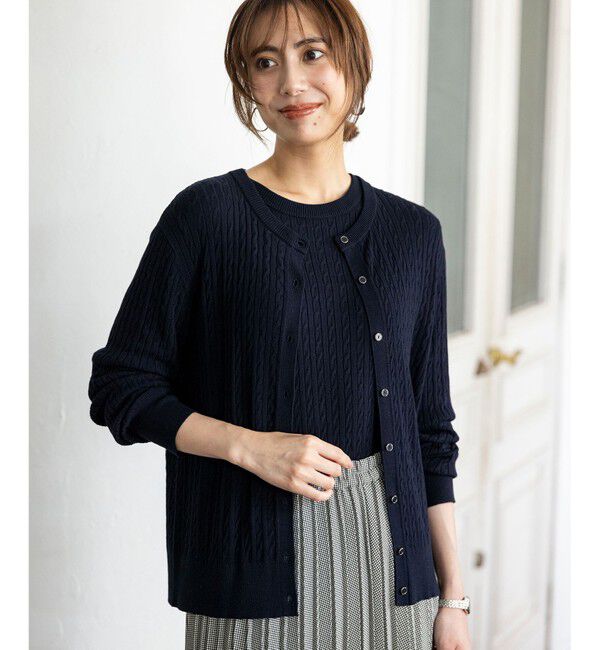 ANY SIS「ケーブルニット カーディガン」|カーディガン|ネイビー
