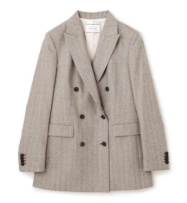 BEIGE,「NATION / ウールヘリンボーンダブルジャケット」|テーラードジャケット|