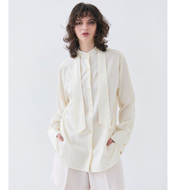 BEIGE,「【洗える】CLOVER / コットンバックボウタイブラウス」|シャツ・ブラウス|Meringue
