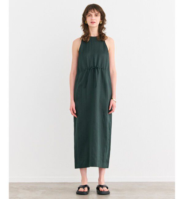 BEIGE,「【洗える】BERGAMOT / ウォッシャブルリネンアメスリロングワンピース」|ワンピース|Forest Green