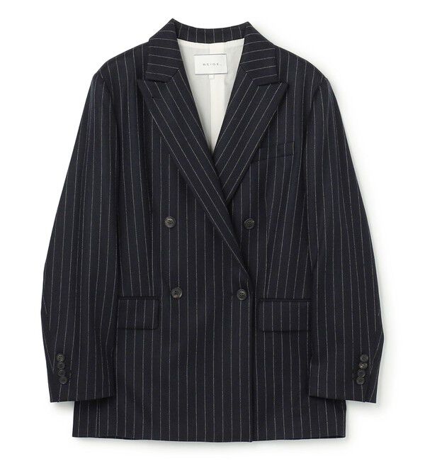 BEIGE,「DELAND / ウールピンストライプダブルジャケット」|テーラードジャケット|