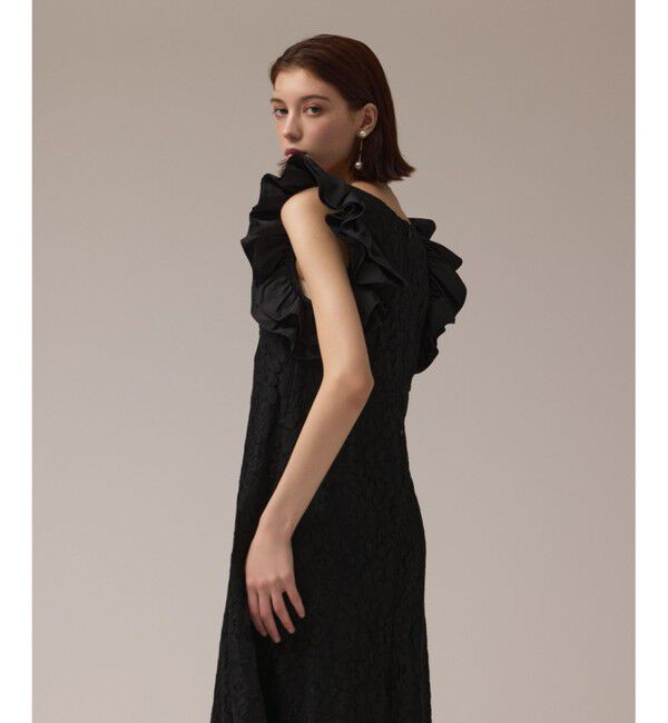GRACE CONTINENTAL「フリルレースワンピース」|ドレス|ブラック