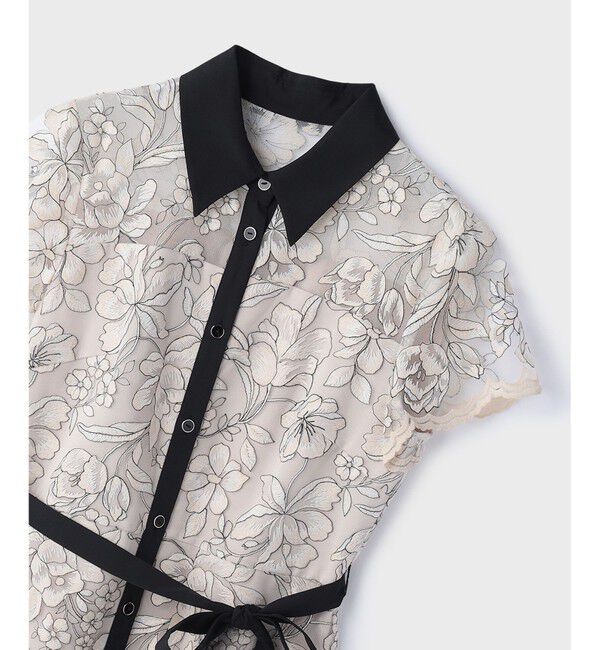 GRACE CONTINENTAL「チュールフラワー刺繍ワンピース」|ドレス|