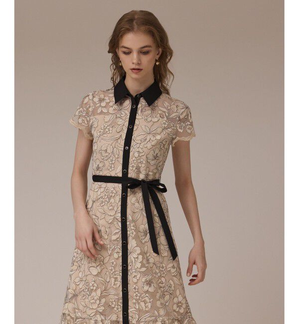 GRACE CONTINENTAL「チュールフラワー刺繍ワンピース」|ドレス|