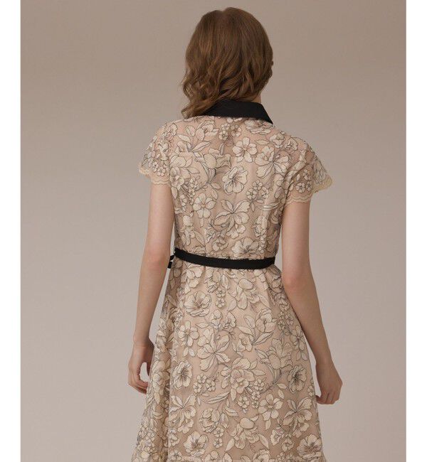 GRACE CONTINENTAL「チュールフラワー刺繍ワンピース」|ドレス|