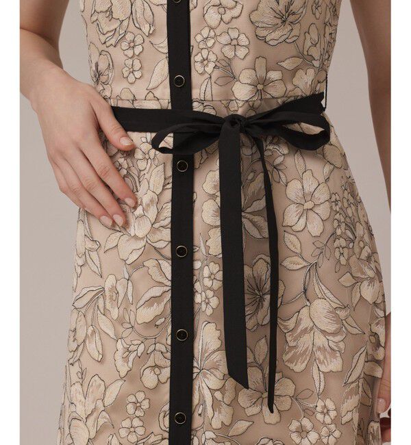 GRACE CONTINENTAL「チュールフラワー刺繍ワンピース」|ドレス|