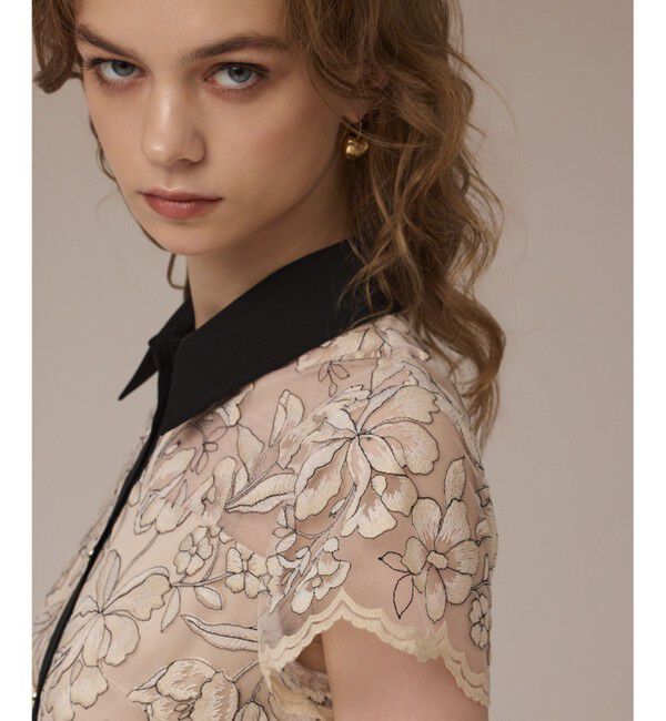 GRACE CONTINENTAL「チュールフラワー刺繍ワンピース」|ドレス|