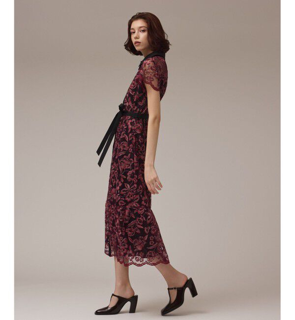 GRACE CONTINENTAL「チュールフラワー刺繍ワンピース」|ドレス|