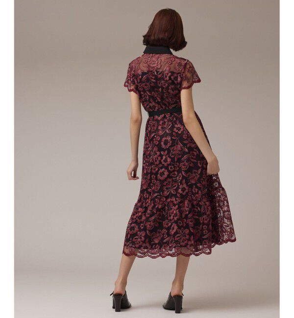 GRACE CONTINENTAL「チュールフラワー刺繍ワンピース」|ドレス|