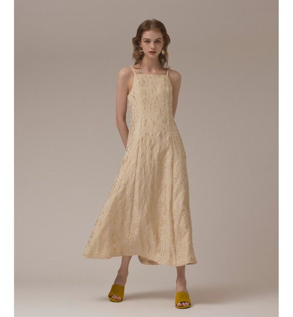 GRACE CONTINENTAL「リーフジャガードキャミワンピース」|ワンピース|ベージュ