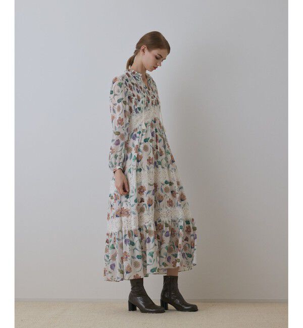 GRACE CONTINENTAL「サラサプリントティアードワンピース」|ワンピース|