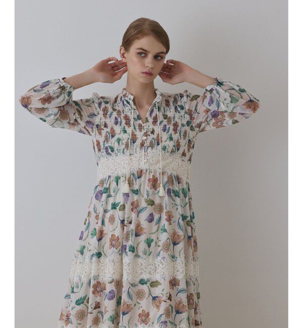 GRACE CONTINENTAL「サラサプリントティアードワンピース」|ワンピース|