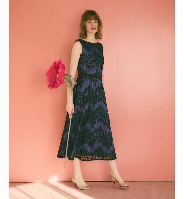 Grace Class「レースボーダードレス」|ドレス|ネイビー