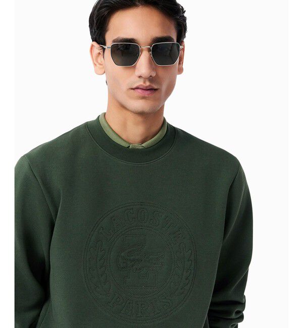 LACOSTE「トーン・オン・トーンローレルステッチダブルフェイスクルーネックスウェット」|スウェット・ジャージ|