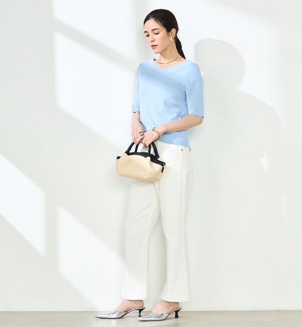 NOLLEY'S sophi「《手洗い可能》カシュクール風5分袖プルオーバーニット」|ニット・セーター|