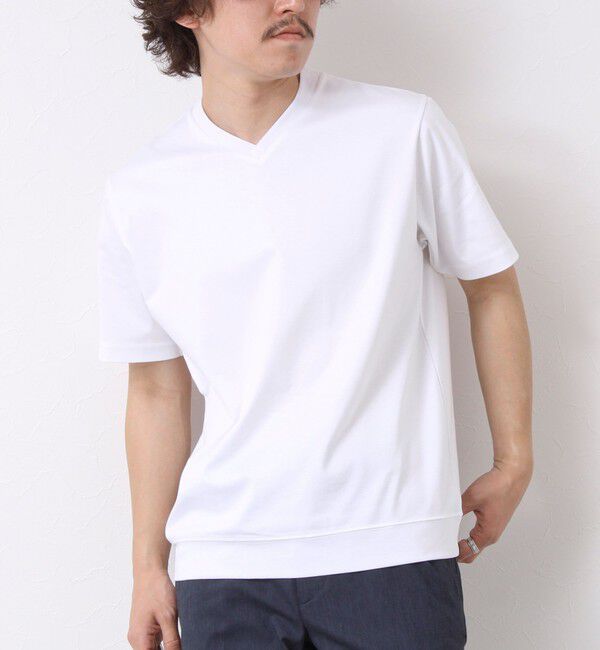 NOLLEY'S goodman「《ビジカジ対応》シルケットスムース Vネック ドレスTシャツ 25SS」|Tシャツ・カットソー|ホワイト