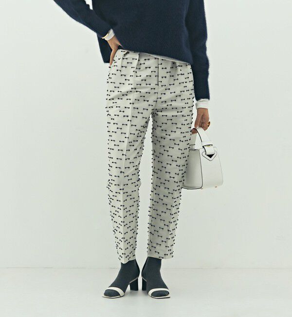 NOLLEY'S「《セットアップ対応》ウォッシャブルリボンジャガードタックテーパードパンツ」|その他|