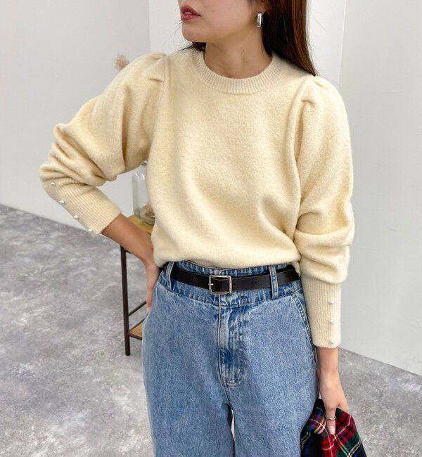 fredy emue「袖ボリュームパール付きニットプルオーバー」|ニット・セーター|