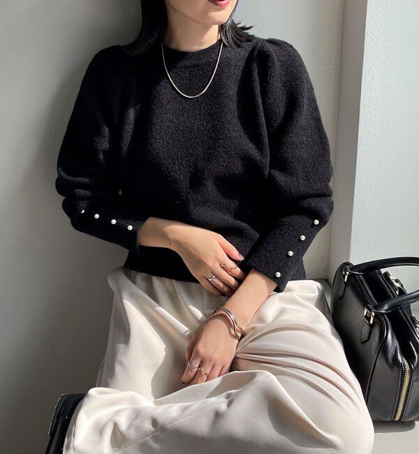 fredy emue「袖ボリュームパール付きニットプルオーバー」|ニット・セーター|