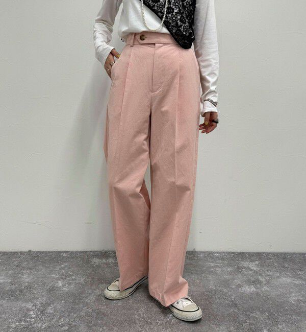 fredy emue「【低身長サイズ34有り】チノタックパンツ」|チノ|ベビーピンク