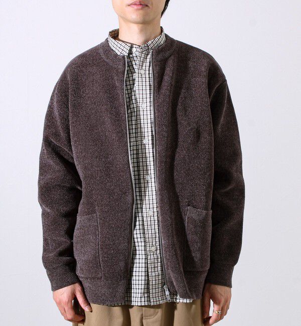 GLOSTER「【チクチクしないニットシリーズ】モールダブルフェイス クルージップカーデ」|カーディガン|