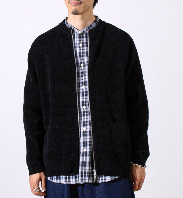 GLOSTER「【チクチクしないニットシリーズ】モールダブルフェイス クルージップカーデ」|カーディガン|