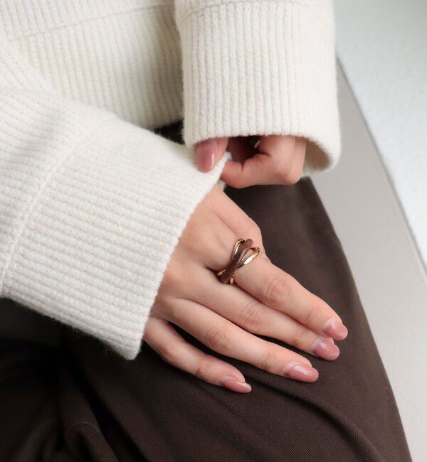 fredy emue「カラーストーンメタルクロスリング」|リング|ブラウン