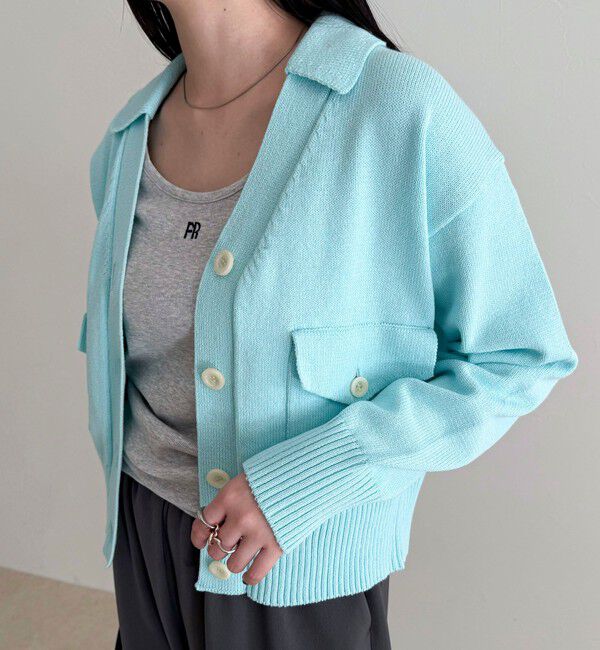 fredy emue「コットン衿付きVネックカーディガン」|カーディガン|