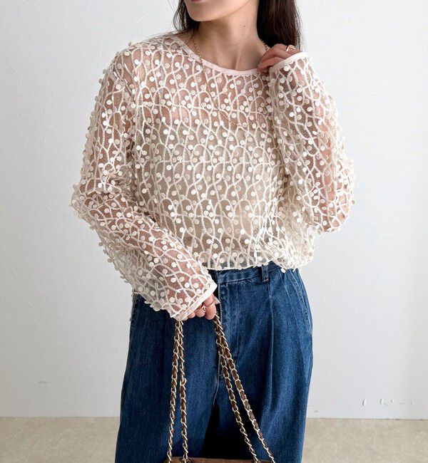 fredy emue「《セットアップ対応》フォーカスドット刺繍プルオーバー」|シャツ・ブラウス|オフホワイト