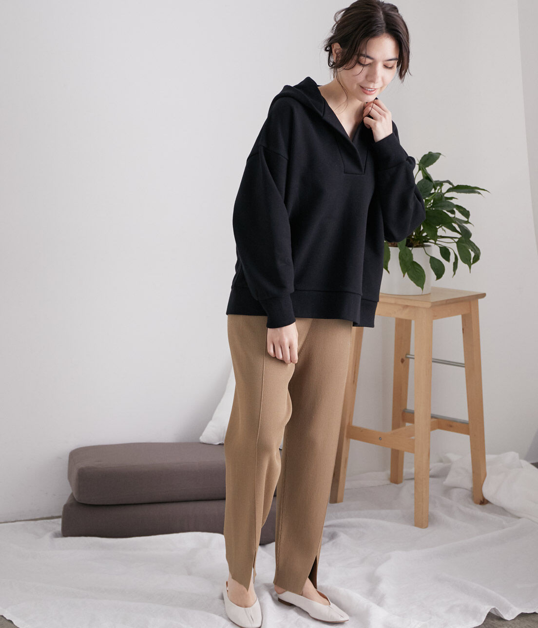 SALON adam et rope'「スキッパー裏毛フードパーカー」|パーカー|