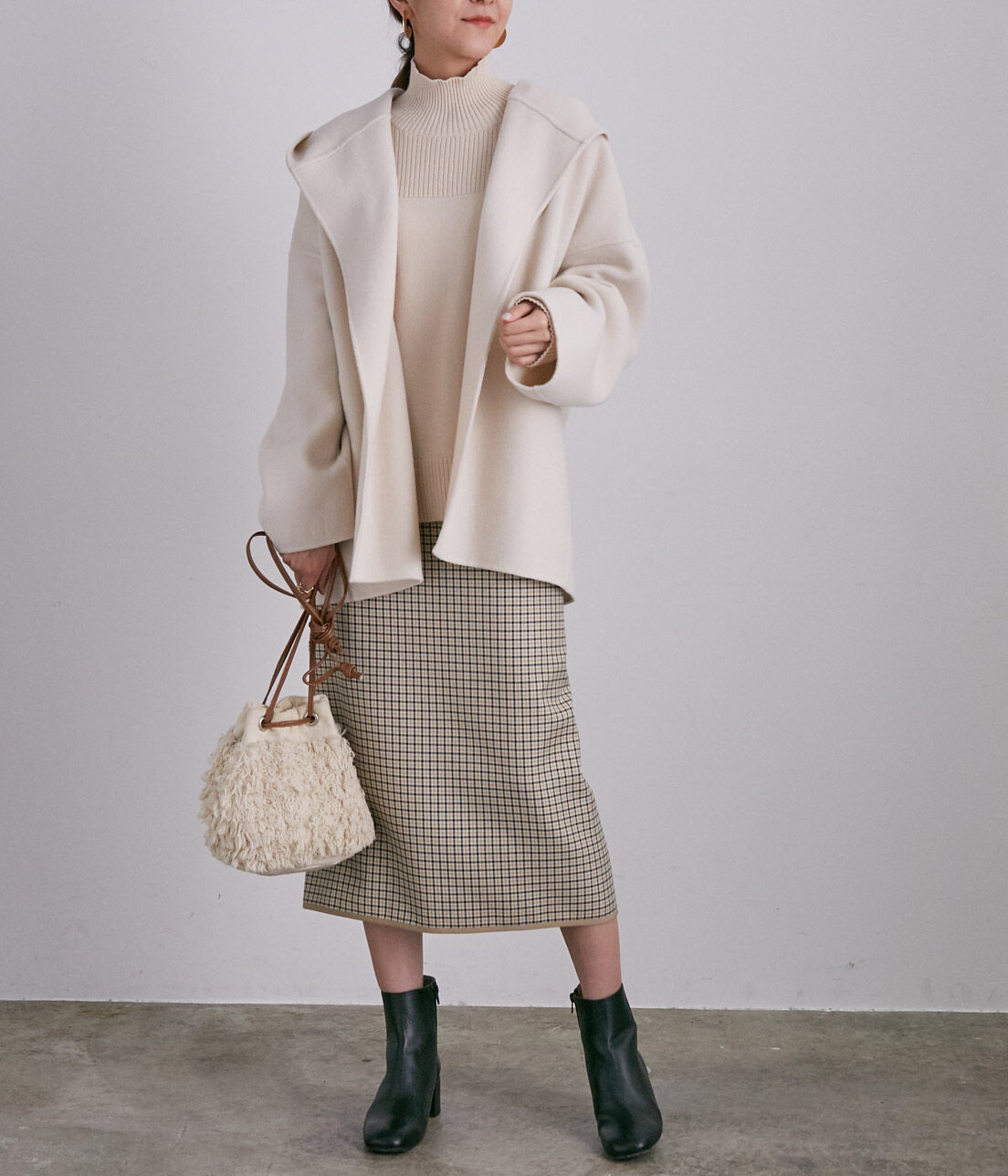 SALON adam et rope'「ウールカシミヤ無双仕立てフード付きミドル丈コート」|その他|