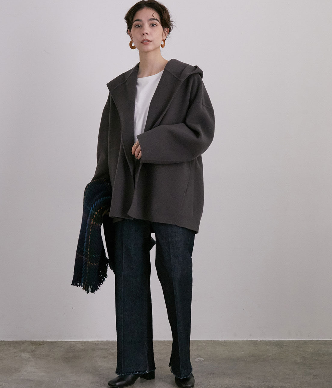 SALON adam et rope'「ウールカシミヤ無双仕立てフード付きミドル丈コート」|その他|