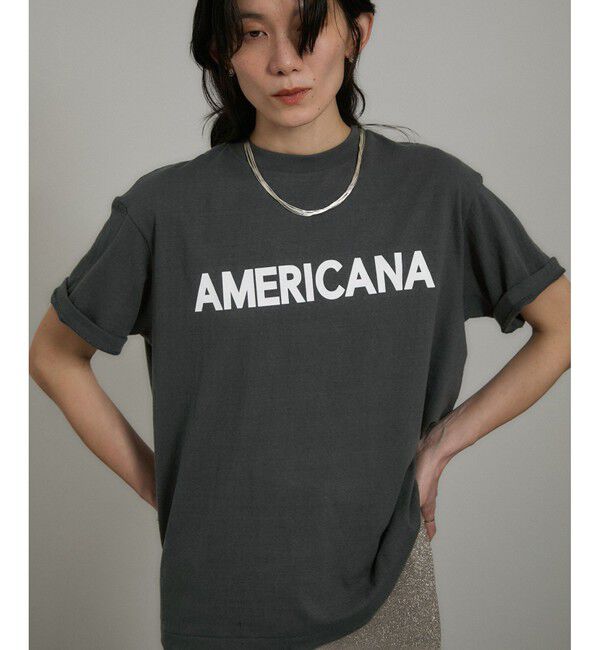 SALON adam et rope'「【Americana（アメリカーナ）】ラフィー丸胴 ロゴプリントTシャツ / レタリングTシャツ」|Tシャツ・カットソー|