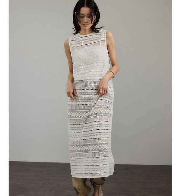 SALON adam et rope'「【WEB限定】コットンレースロングワンピース」|ワンピース|オフホワイト(15)