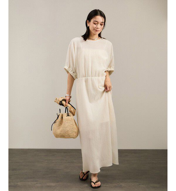 SALON adam et rope'「ヘンプコットンバックVネックワンピース［ドライタッチ・洗える］」|ワンピース|