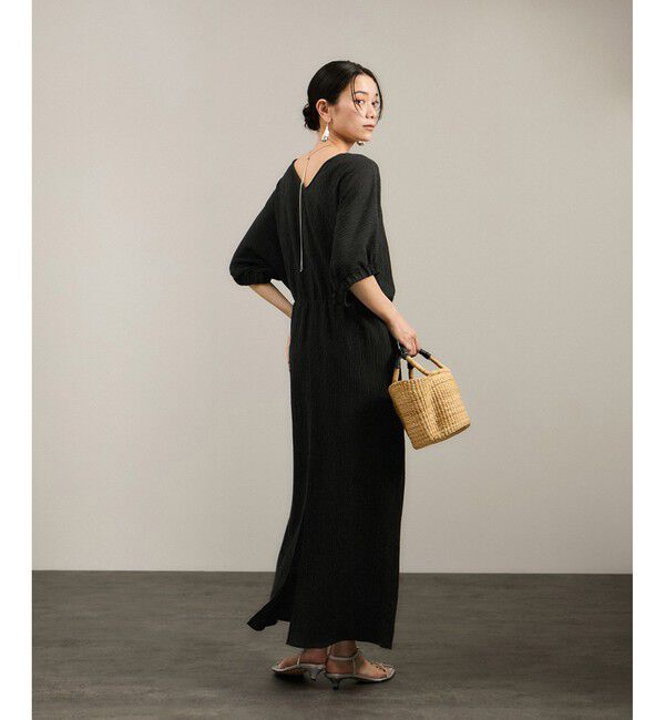 SALON adam et rope'「ヘンプコットンバックVネックワンピース［ドライタッチ・洗える］」|ワンピース|