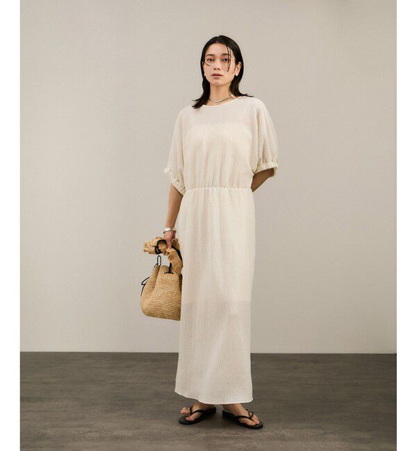 SALON adam et rope'「ヘンプコットンバックVネックワンピース［ドライタッチ・洗える］」|ワンピース|