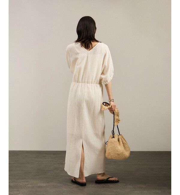 SALON adam et rope'「ヘンプコットンバックVネックワンピース［ドライタッチ・洗える］」|ワンピース|