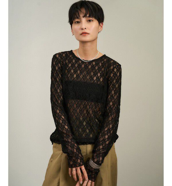 SALON adam et rope'「レースシアートップス［ストレッチ］」|その他|ブラック(01)