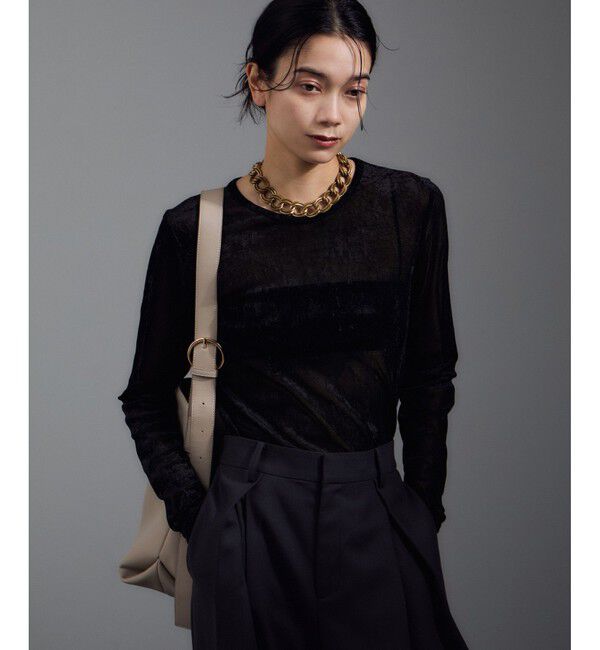 SALON adam et rope'「シアーフォグベロアL/TEE」|Tシャツ・カットソー|ブラック(01)