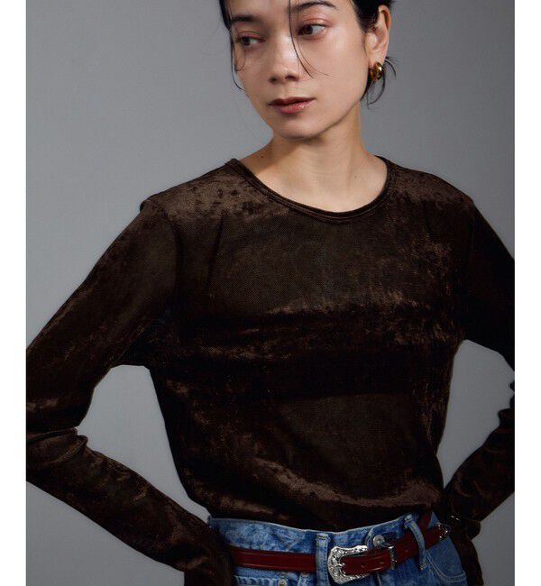 SALON adam et rope'「シアーフォグベロアL/TEE」|Tシャツ・カットソー|ブラウン系(22)