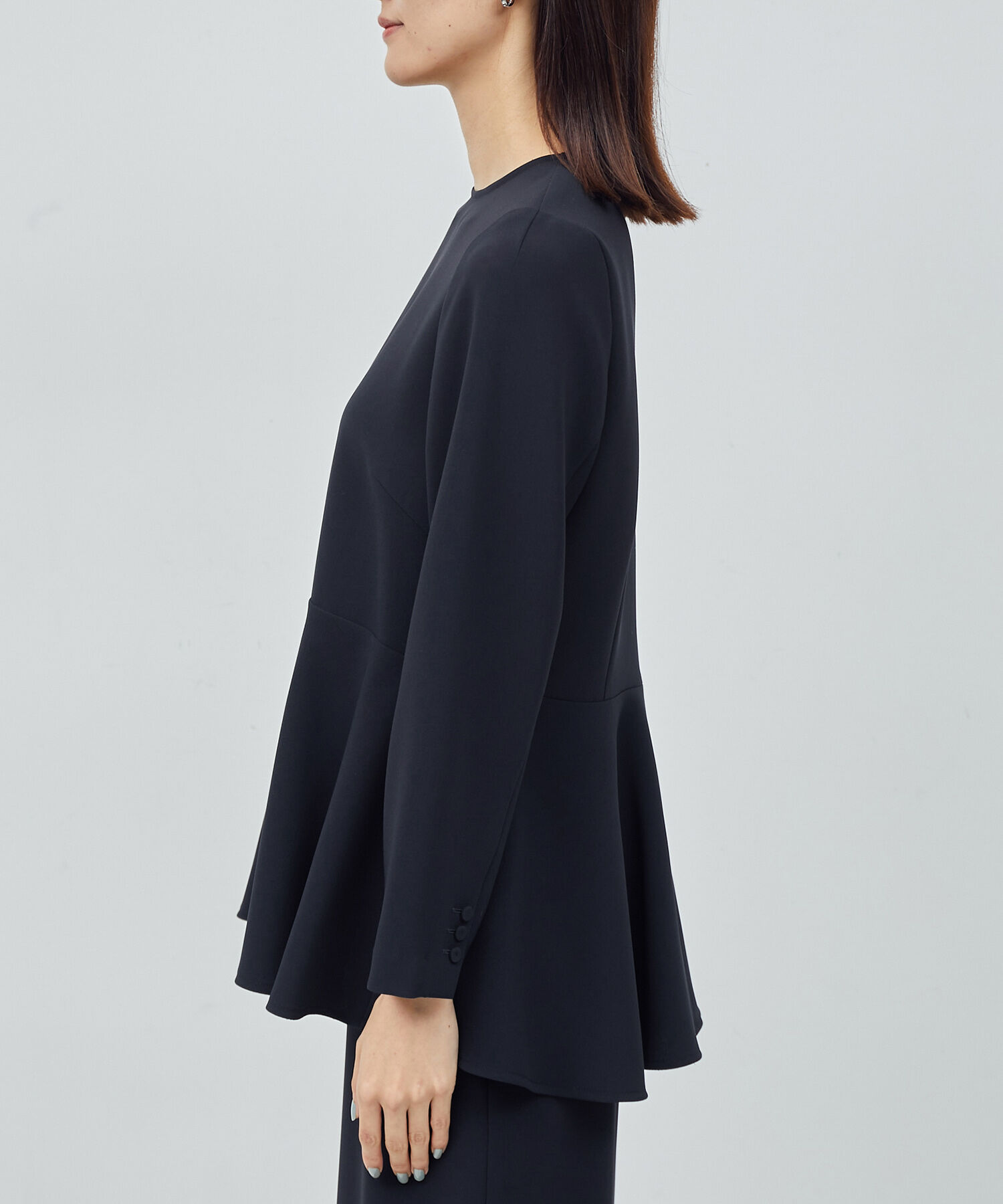 ROPE「トリアセテートダブルクロス ペプラムブラウス【セレモニー/通勤対応】【洗える】」|シャツ・ブラウス|