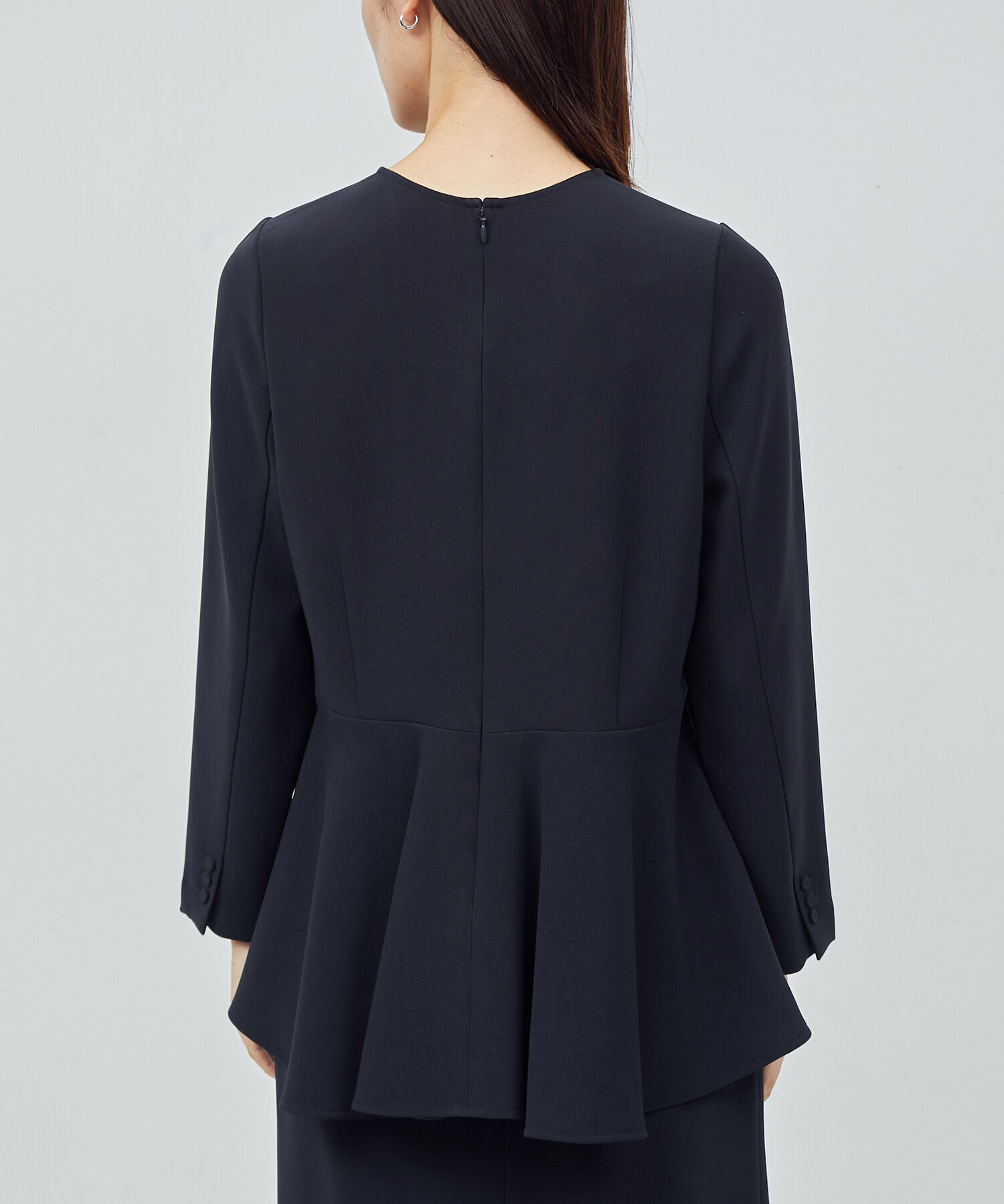 ROPE「トリアセテートダブルクロス ペプラムブラウス【セレモニー/通勤対応】【洗える】」|シャツ・ブラウス|